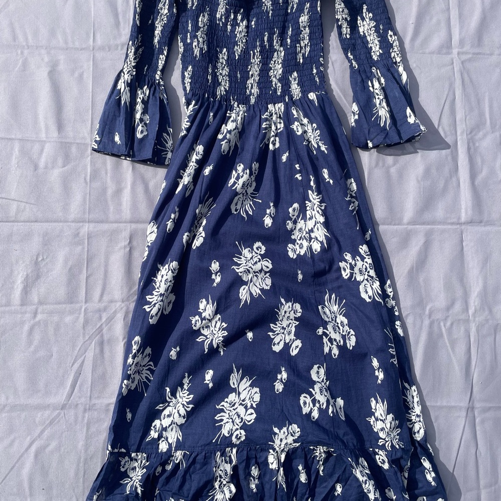 Polo Ralph Lauren Blue & White Women’s Floral Print Maxi Dress -large